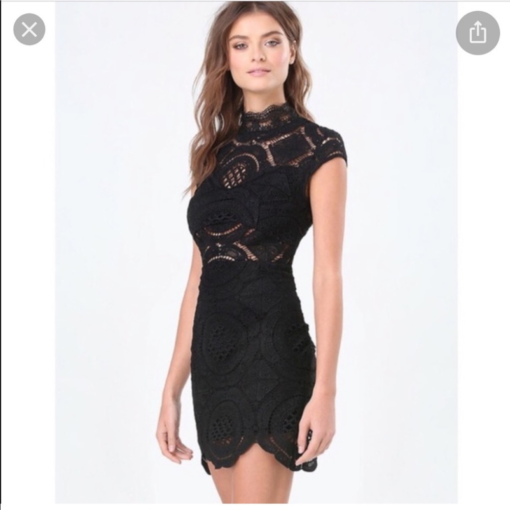 Bebe Black Crochet cut out dress
